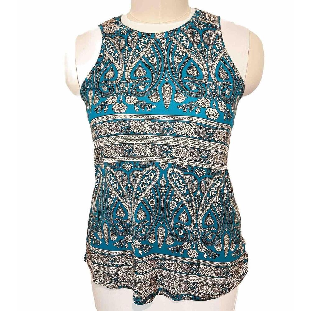 Women's Vibrant Turquoise Rayon Sleeveless Blouse L